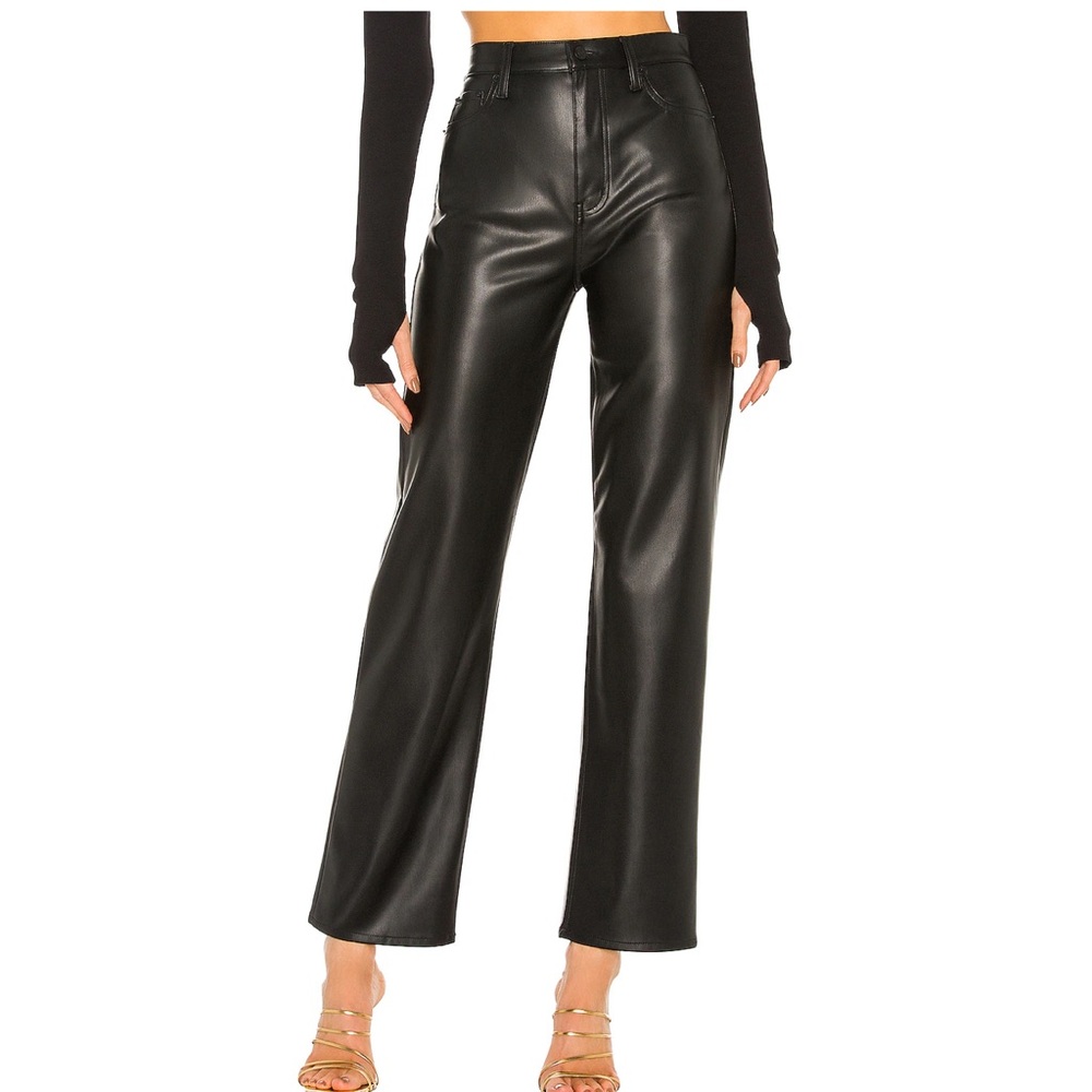 PISTOLA Stevie Faux Leather Slim Flare Pants 25 Black